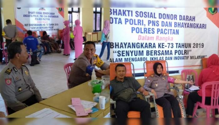 Kapolres Pacitan Pimpin Baksos Donor Darah