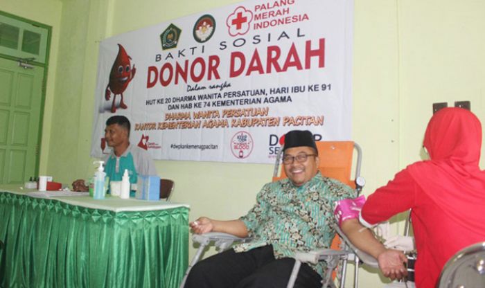 Jelang HAB ke-74, Kemenag Pacitan Gelar Donor Darah Sampai Geramm