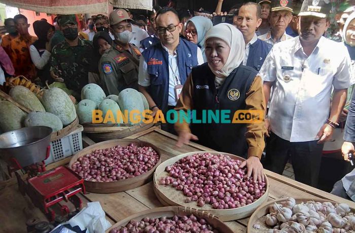 Gubernur Khofifah Tinjau Ketersediaan dan Harga Bahan Pokok di Pasar Wage Nganjuk