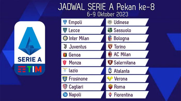 Jadwal Liga Italia 2023-2024 Pekan ke-8: Inter Jamu Bologna, Juve Tantang Torino