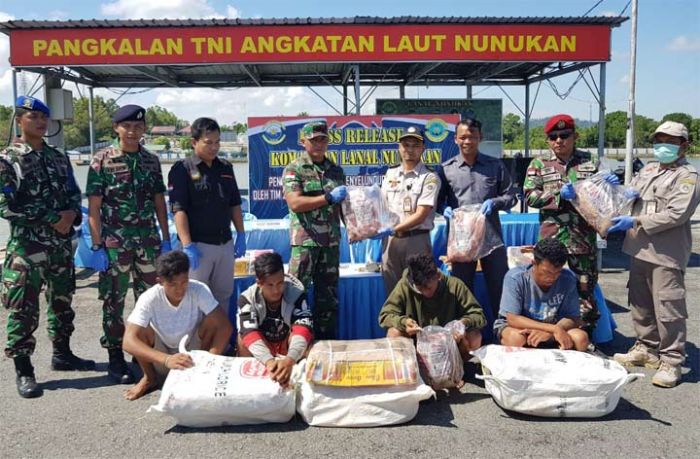 Tim 2ndFQR Lanal Nunukan dan Kopaska Gagalkan Penyelundupan Daging Ilegal Serta Sabu-sabu