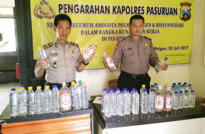 Polres Pasuruan Amankan Ratusan Botol Miras Berbagai Merek