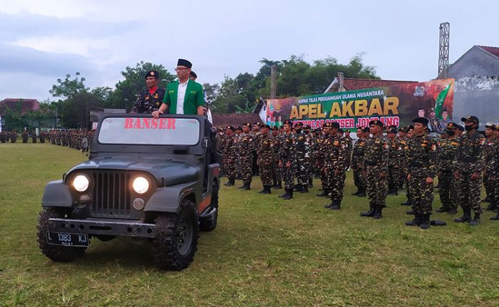 Sambut Konferensi GP Ansor, Satkorcab Banser Jombang Gelar Apel Akbar