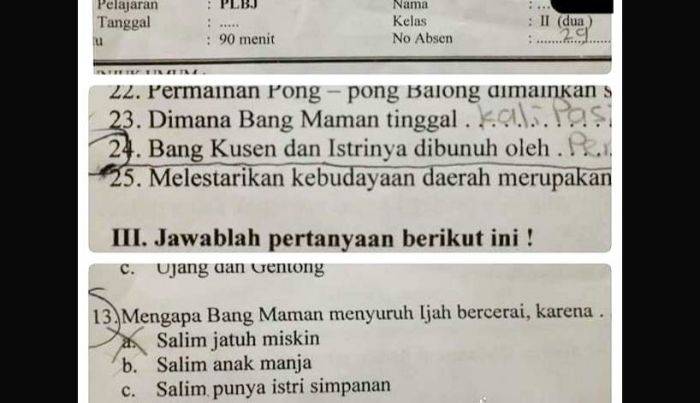 Siswa SD Dicekoki Materi Soal Ujian Bertema 