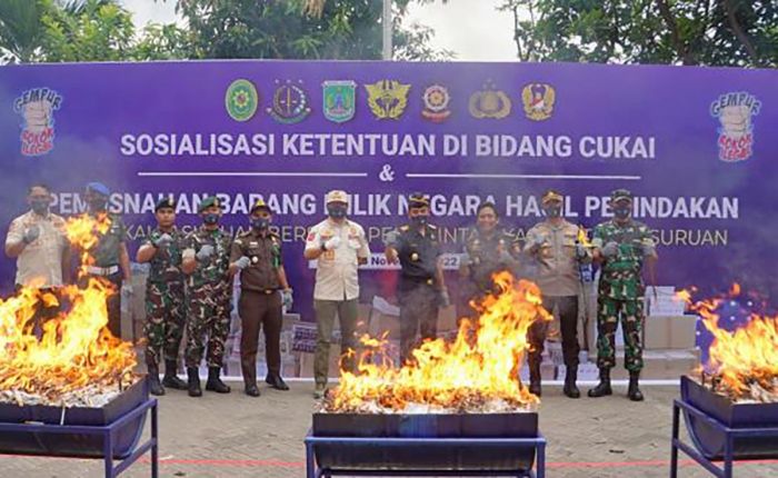 Bea Cukai Pasuruan Musnahkan Jutaan Rokok Ilegal dan Mihol Senilai Rp18,5 miliar