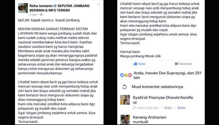 Surat Terbuka dari Netizen untuk Bupati Jombang terkait Bobroknya Pelayanan e-KTP