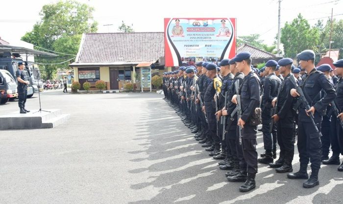 Jelang Coblosan, Polres Pamekasan dapat Dukungan 2 Kompi Brimob Polda Jatim