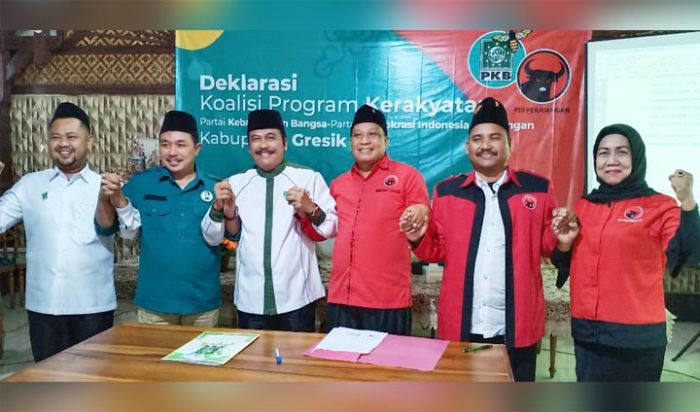 Cikal Bakal Koalisi untuk Pilbup Gresik 2020, PKB dan PDIP Deklarasi Kawal Program Kerakyatan