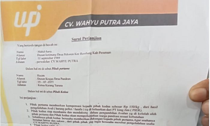 Berebut Pengelolaan Limbah PT KJI di Desa Pandean, Ternyata Sudah Ada Surat Perjanjian