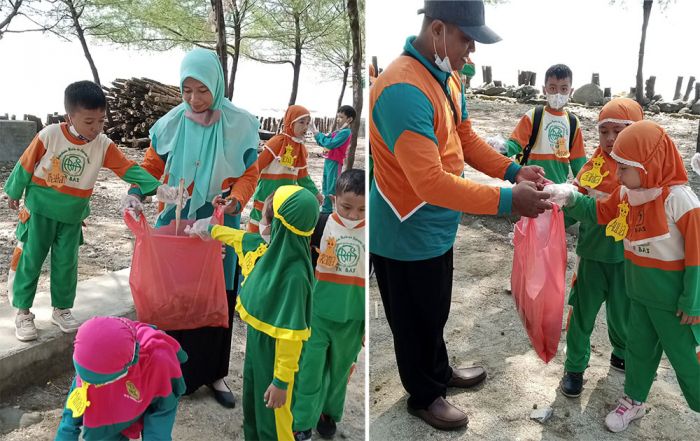 Serunya Hari Terakhir MPLS Siswa SD BAS Tuban, Bersihkan dan Pilah-Pilah Sampah di Pantai Mangrove