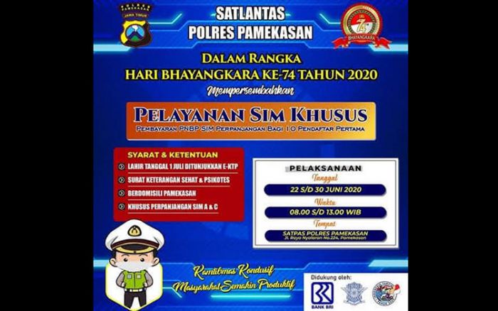 Hari Bhayangkara ke-74, Satlantas Polres Pamekasan Beri Layanan Perpanjangan SIM Secara Gratis