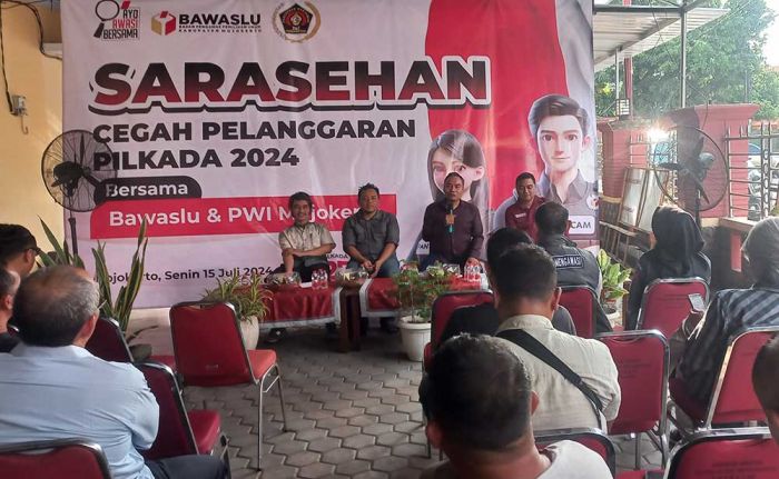 Jalin Sinergi dengan PWI, Bawaslu Kabupaten Mojokerto Gelar Sarasehan