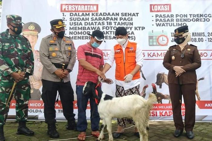 Pancing Minat Warga Ikuti Vaksinasi Massal, Bupati Arifin Siapkan Puluhan Ekor Kambing dan Ayam