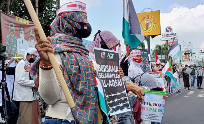 Ratusan Masa PUI Kediri Raya Demo Dukung Palestina Merdeka