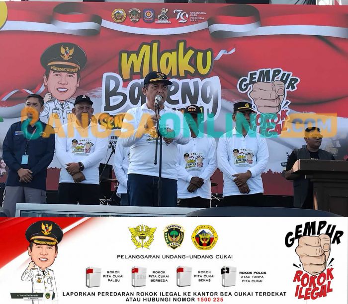 Sosialisasikan Cukai, Pemkab Madiun Ajak Warga Mlaku Bareng dan Senam Bersama 