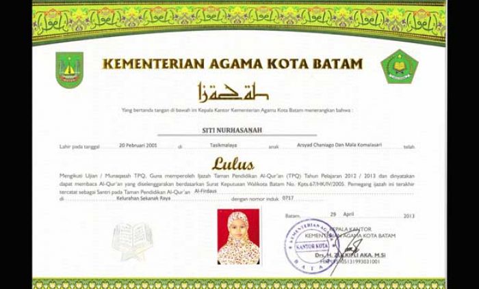 Mulai Tahun ini, Siswa di Tuban yang Mau Daftar SMP Harus Punya Syahadah TPQ