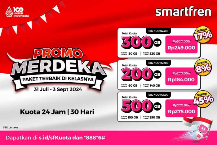 Meriahkan HUT ke-79 RI, Smartfren Beri Potongan Harga Kuota Internet 45 Persen