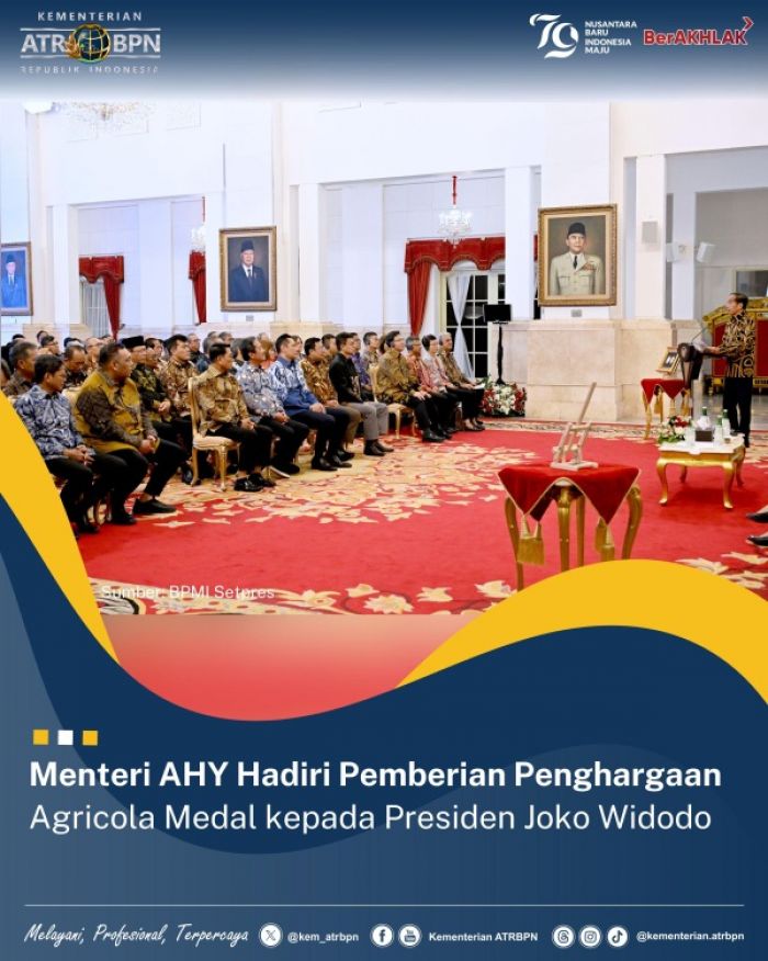 Menteri AHY Hadiri Acara Penghargaan Agricola Medal Kepada Presiden Jokowi