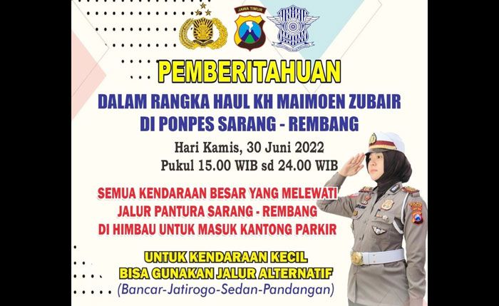 Haul Mbah Maimun Zubair Rembang, Satlantas Polres Tuban Tutup Jalur Pantura