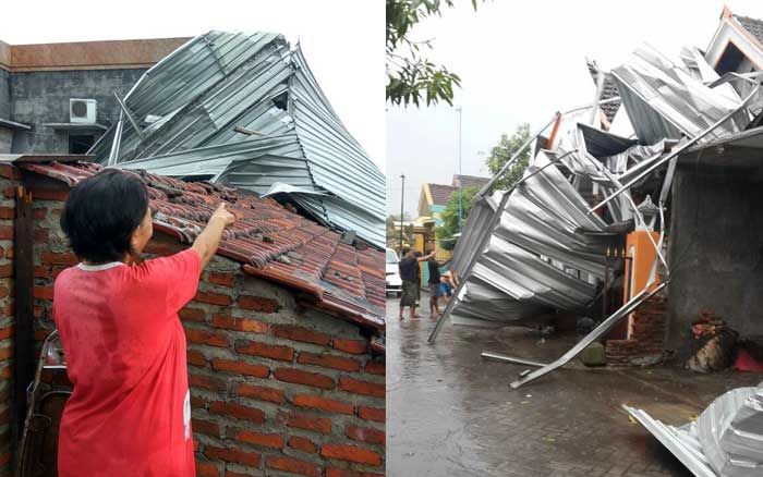 Belasan Rumah di Porong Porak Poranda Diterjang Angin Kencang