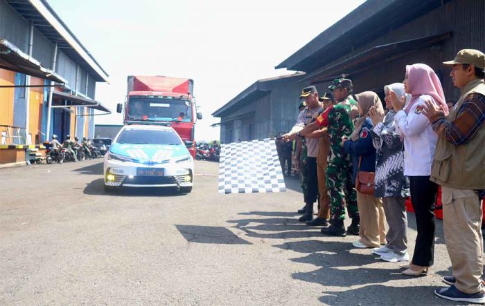 Perdana, Wakil Wali Kota Pasuruan Lepas Logistik Pemilu 2024 ke 4 Kecamatan