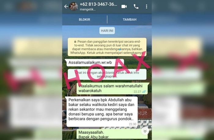 Nama Wali Kota Kediri Dicatut Oknum untuk Permintaan Sumbangan, Masyarakat Diminta Waspada