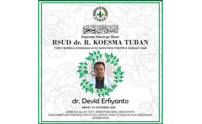 Terinfeksi Covid-19, Seorang Dokter di RSUD Tuban Tutup Usia