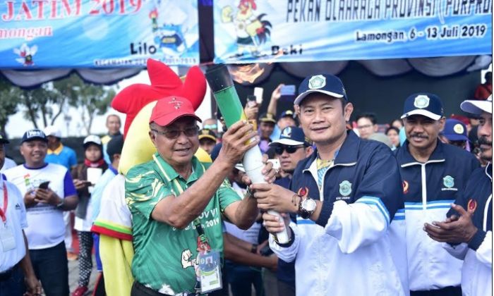 Api Porprov Disemayamkan di Pendopo Lokatantra Lamongan