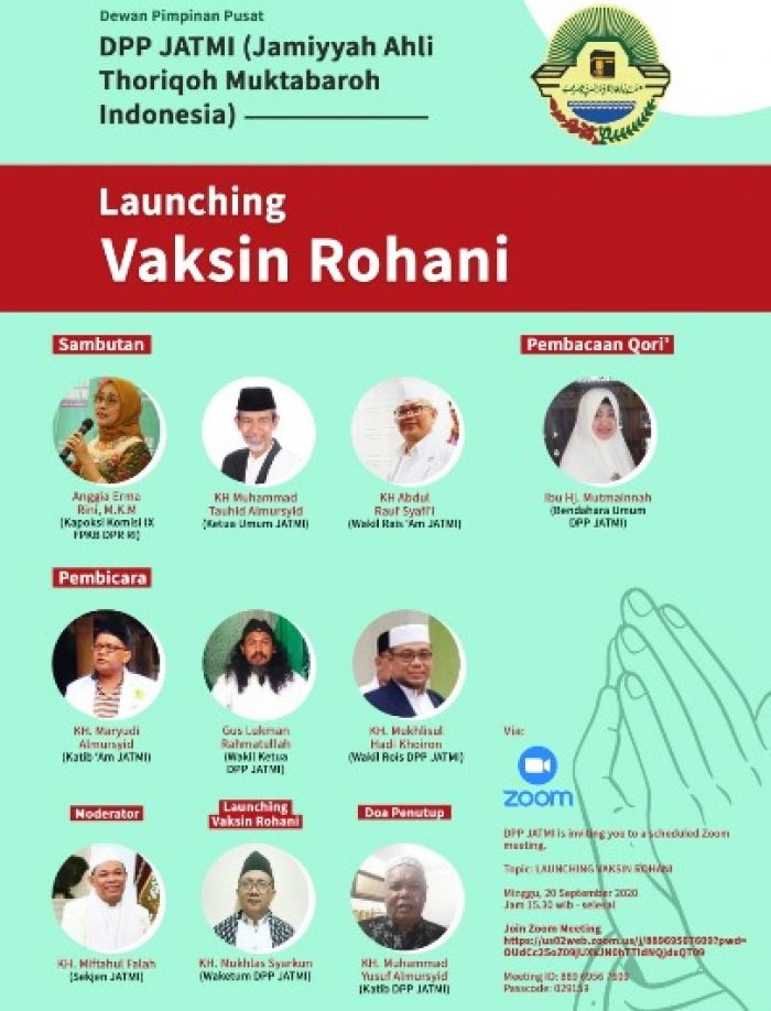 ​Ahad, JATMI Launching Vaksin Rohani, Solusi Holistik Atasi Pandemi dan Ancaman Resesi