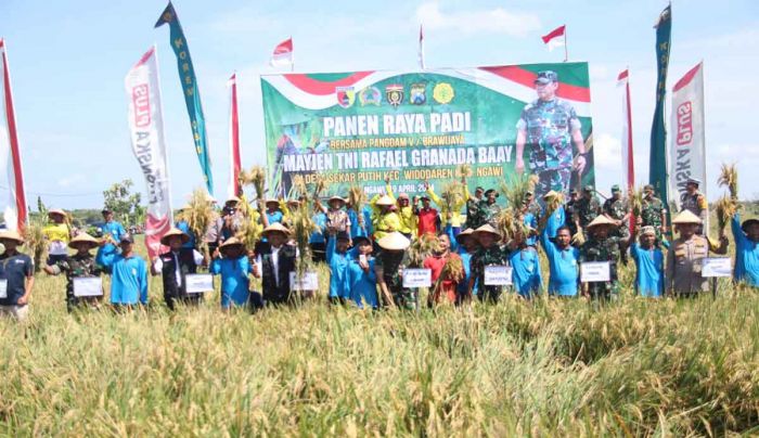 Wujudkan Ketahanan Pangan, Pangdam V/Brawijaya Panen Raya Padi di Ngawi